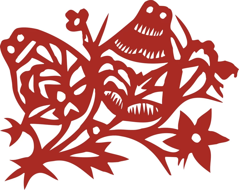 中国风中式传统喜庆民俗人物动物窗花剪纸插画边框AI矢量PNG素材【1210】
